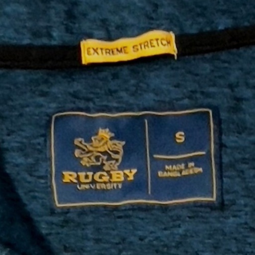 Rugby University Men's 1/4 Zip Pullover Extreme Stretch Marled Blue Shirt Small - Picture 5 of 8